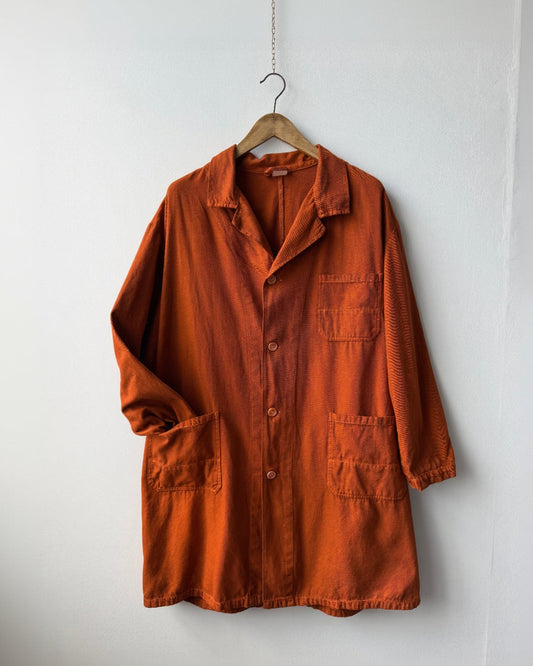 Vintage Duster Shop Coat Workwear Jacket Burnt Orange