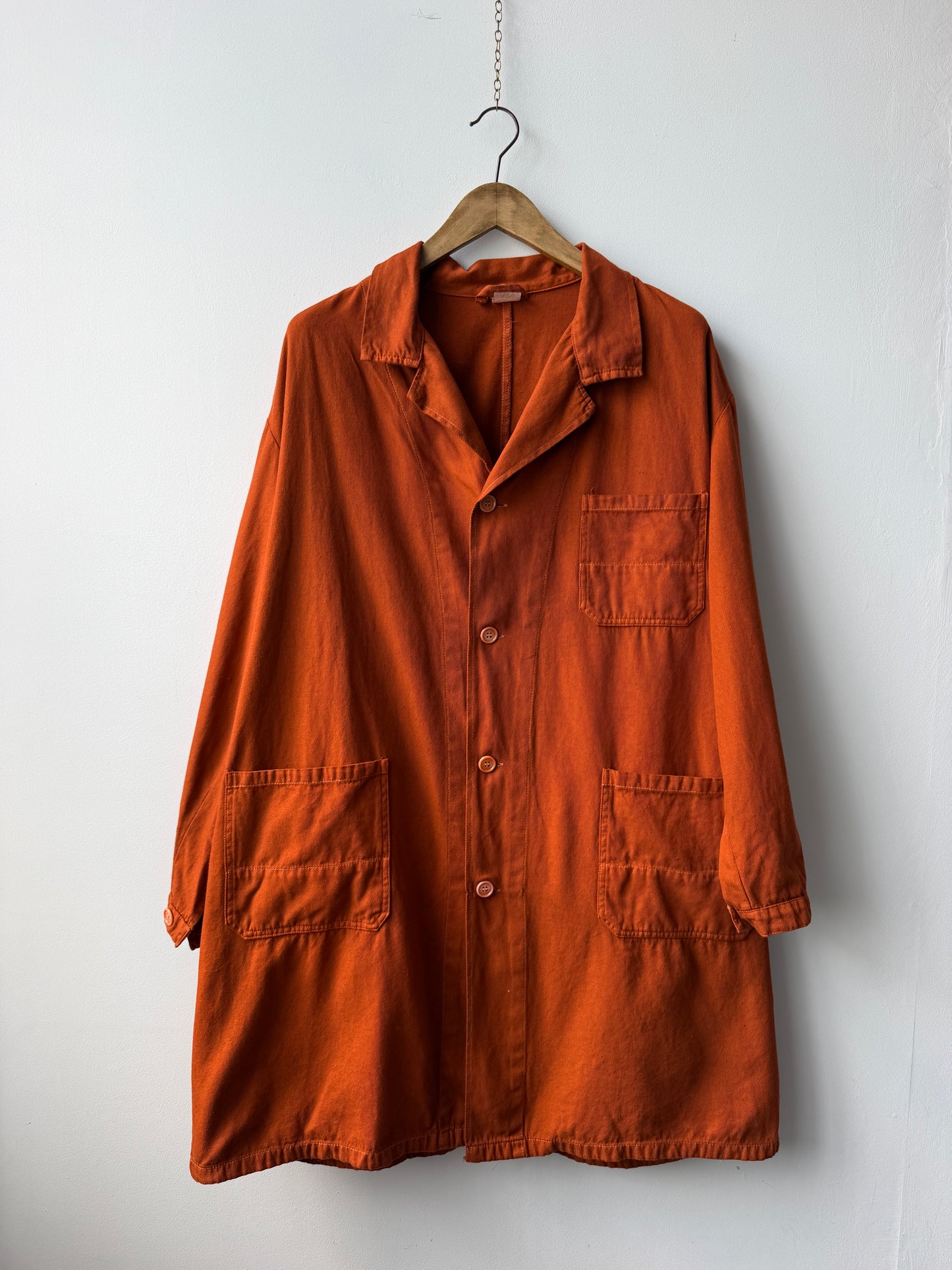 Vintage Duster Shop Coat Workwear Jacket Burnt Orange