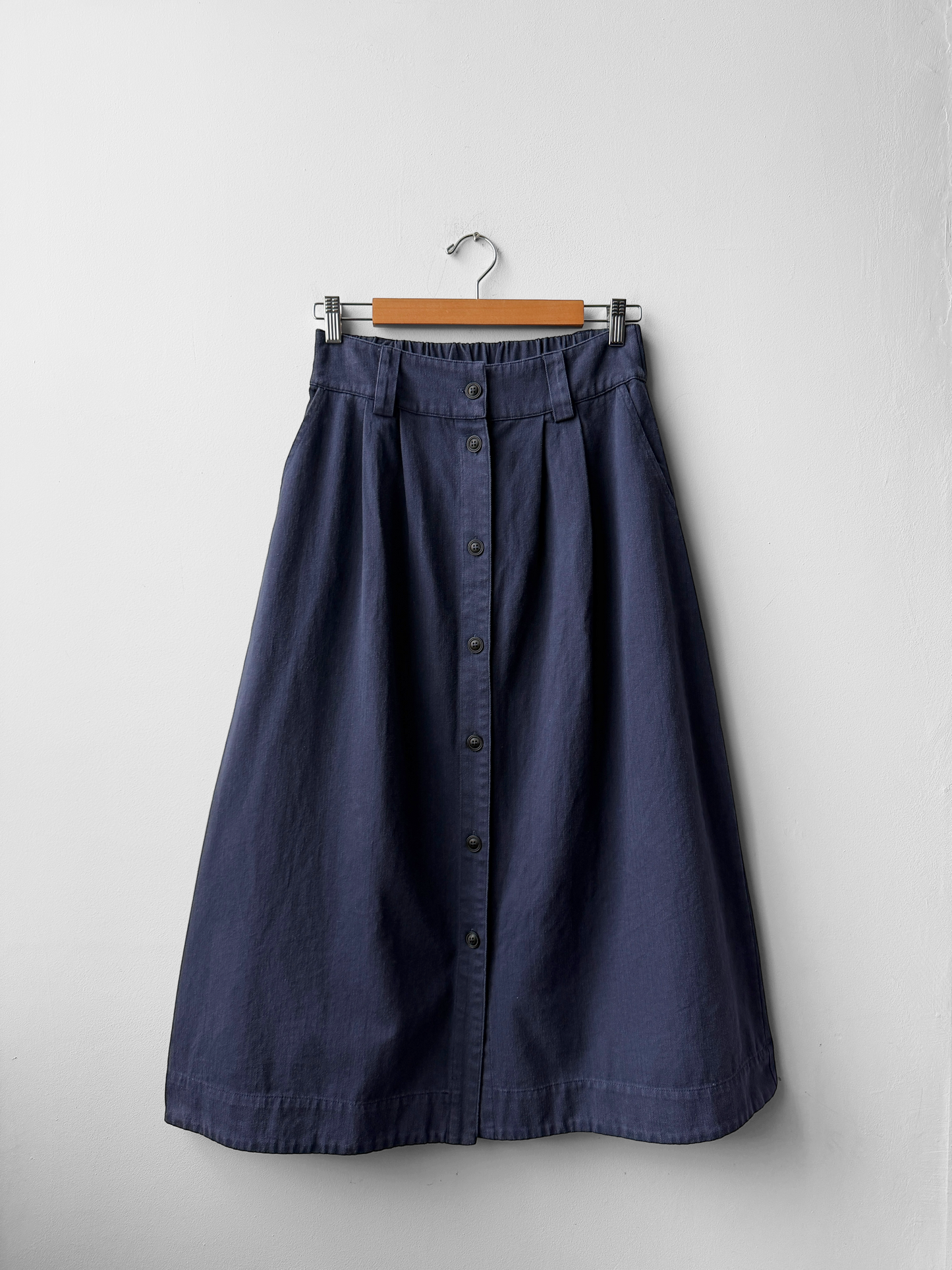 1950s Button Down A-line Utility Skirt Navy Blue