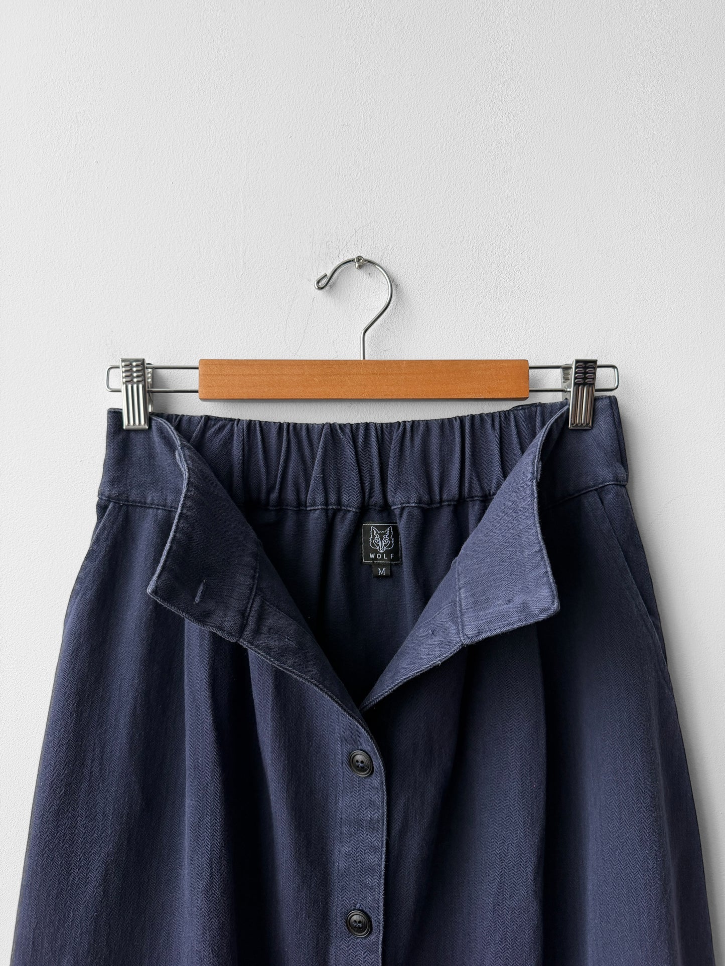1950s Button Down A-line Utility Skirt Navy Blue