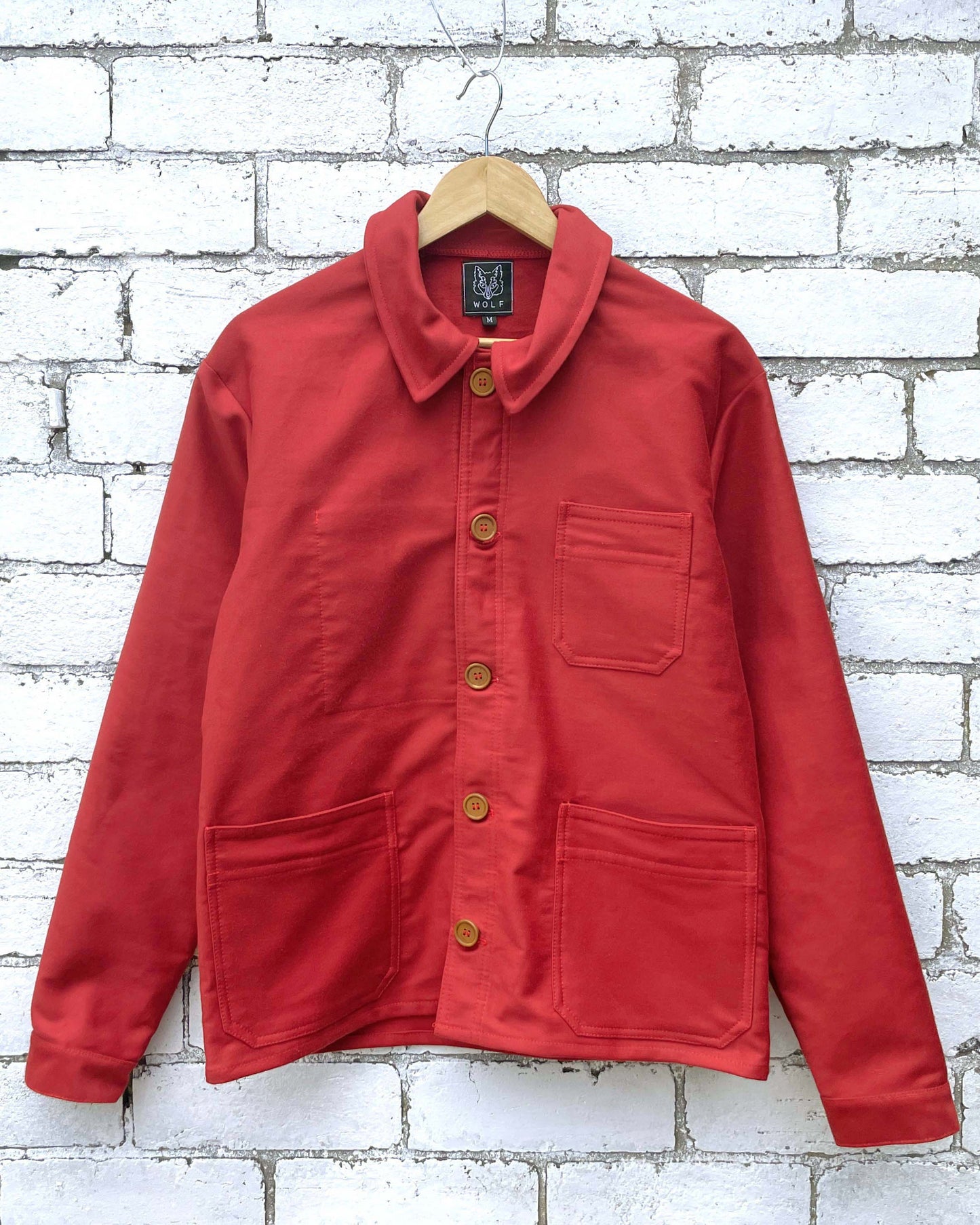 French Chore Jacket Moleskin Berry Red