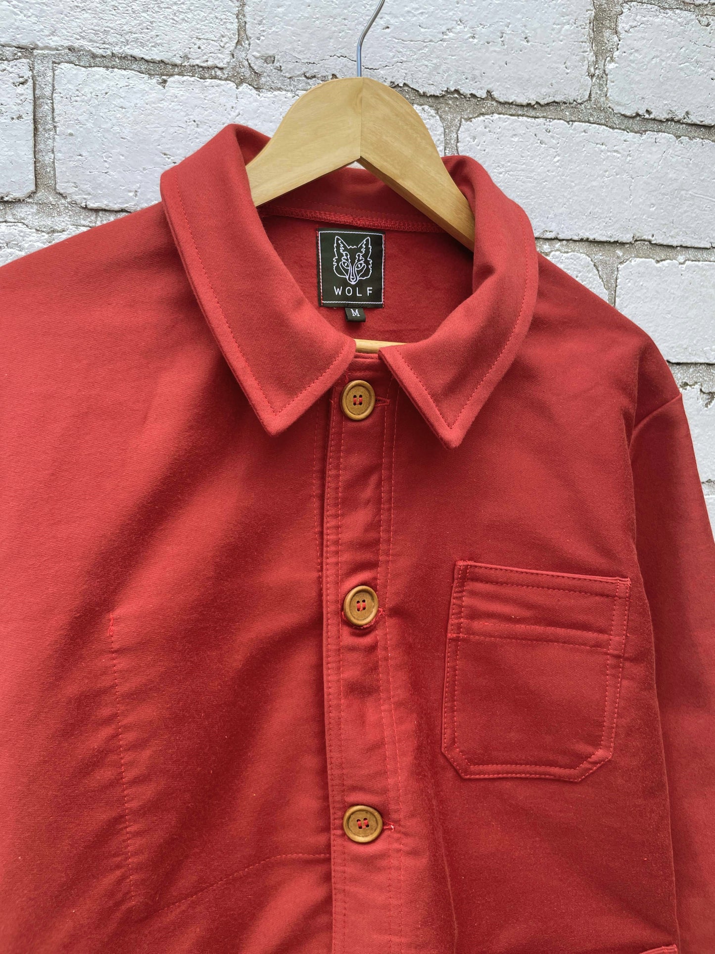 French Chore Jacket Moleskin Berry Red