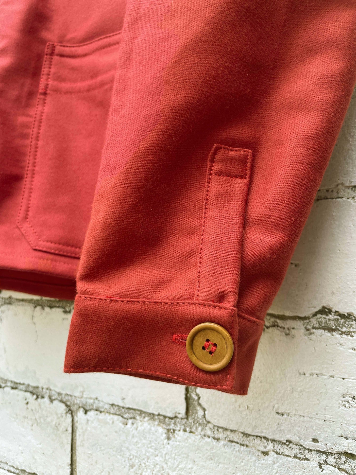 French Chore Jacket Moleskin Berry Red