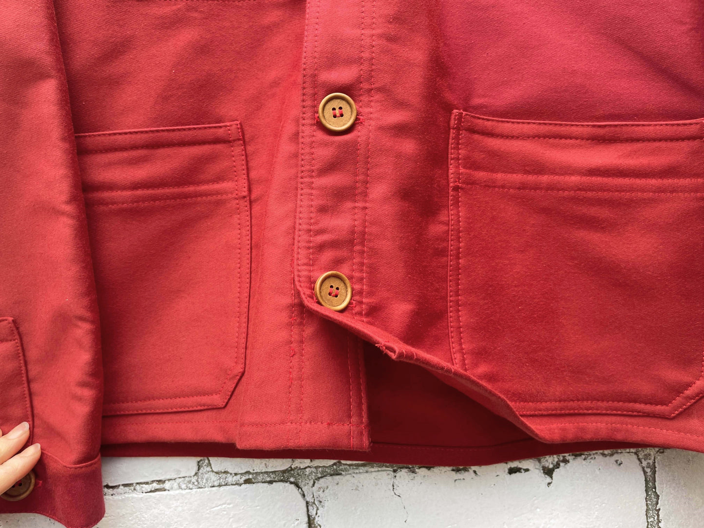 French Chore Jacket Moleskin Berry Red