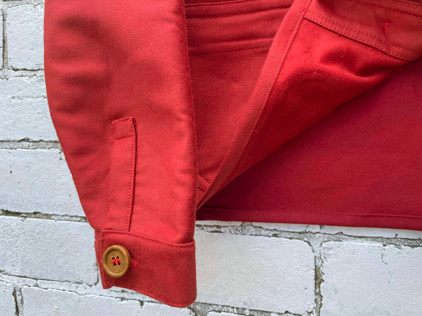 French Chore Jacket Moleskin Berry Red