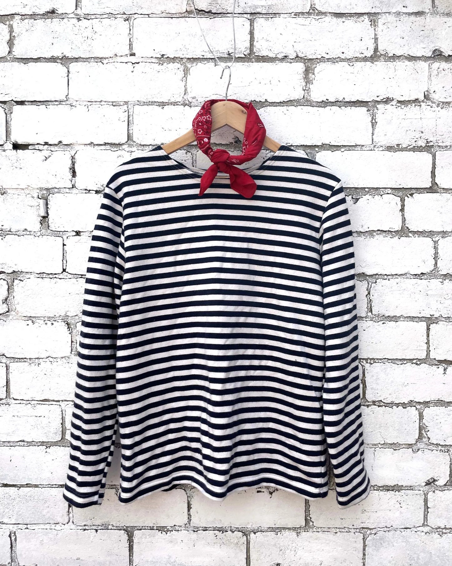 Heavy Cotton Stripe Breton Top Sweatshirt