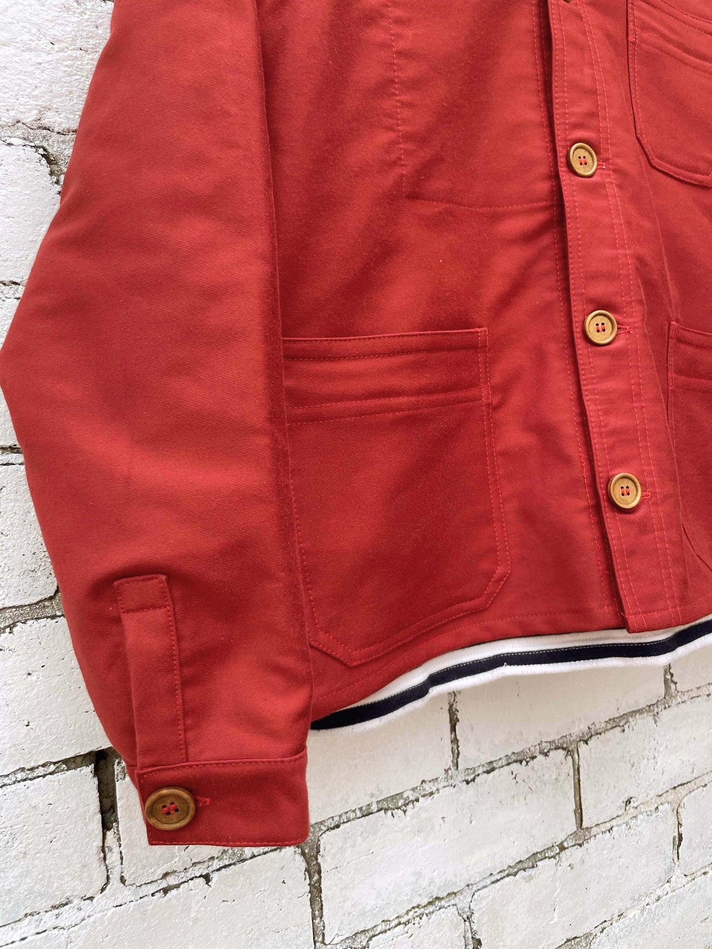 French Chore Jacket Moleskin Berry Red