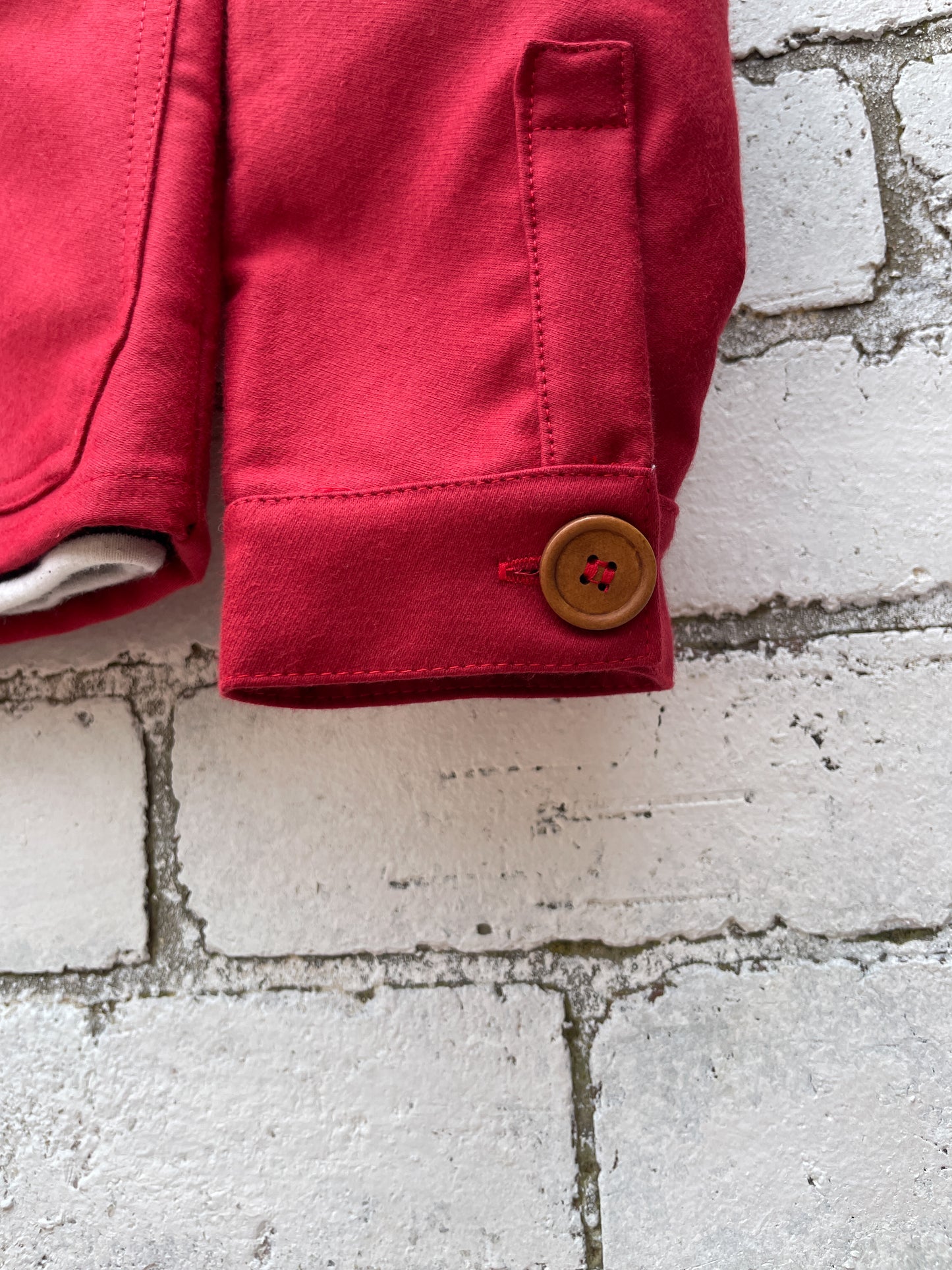 French Chore Jacket Moleskin Berry Red