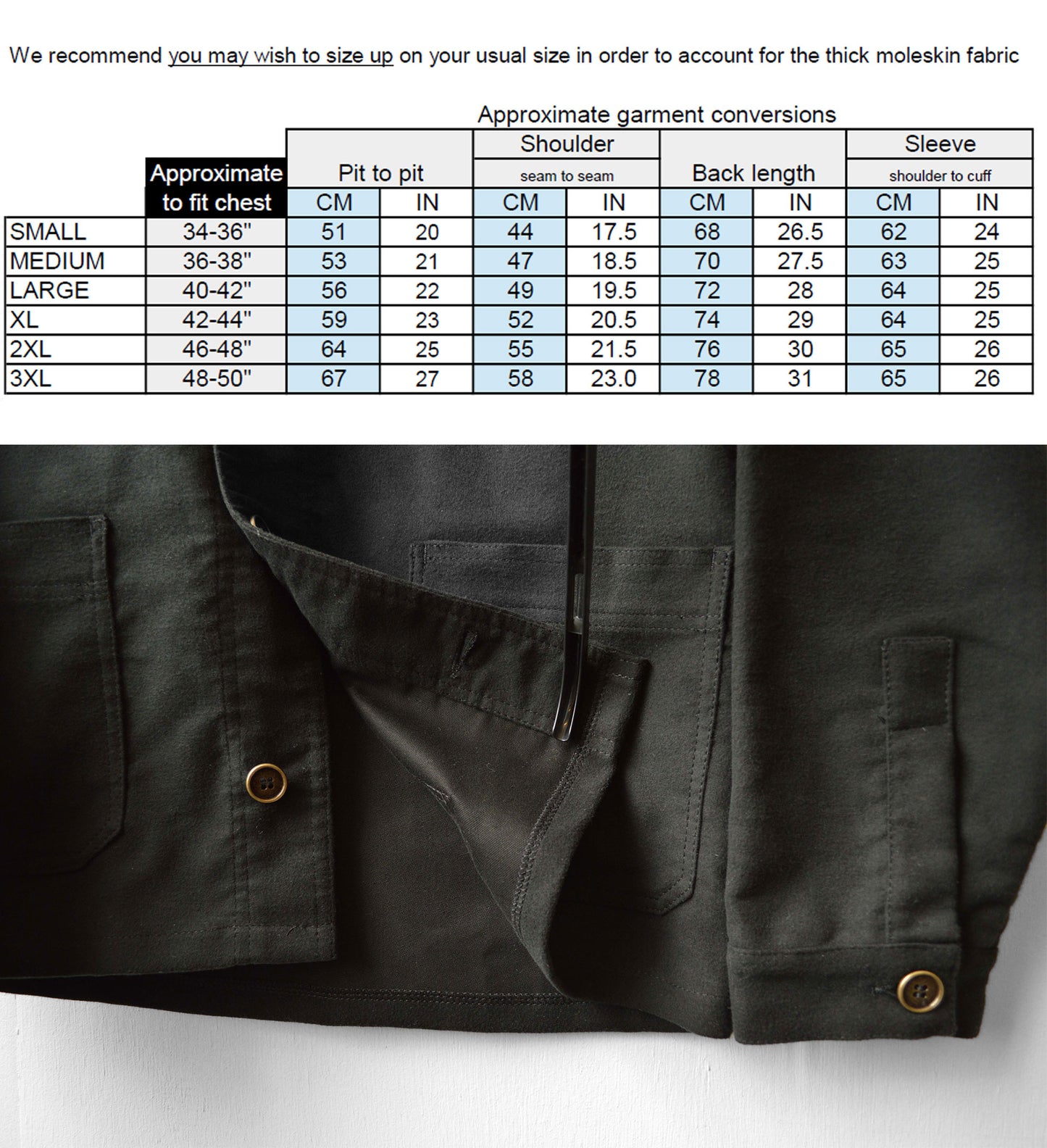 Black French Moleskin Chore Jacket Made In England