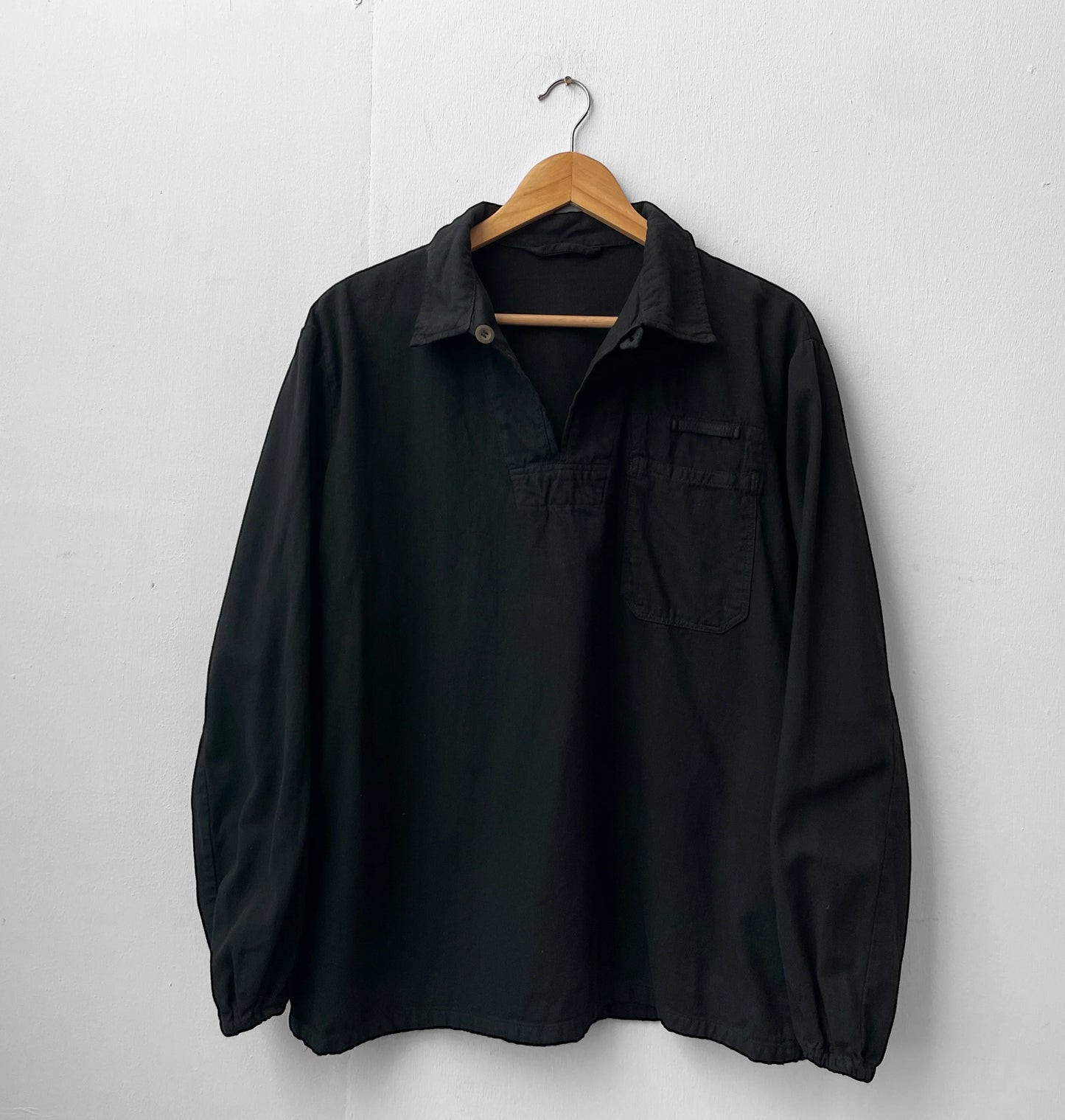 Vintage Cotton Herringbone Smock Black