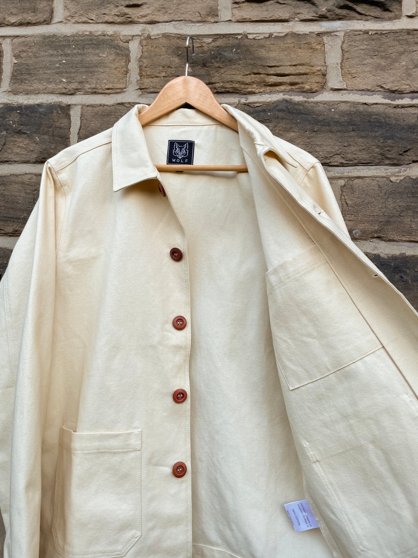 60s Style Ecru Cotton Canvas Chore Jacket