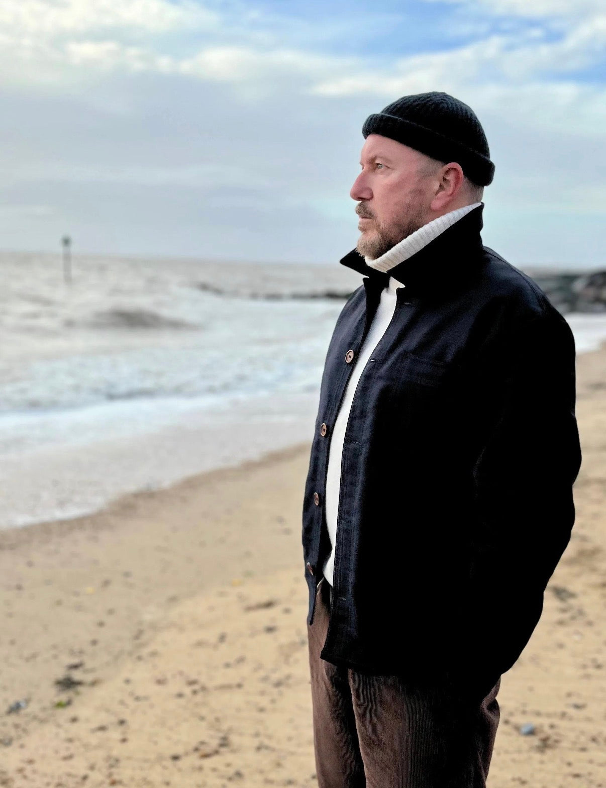 Ink Blue French Moleskin Chore Jacket Made In England