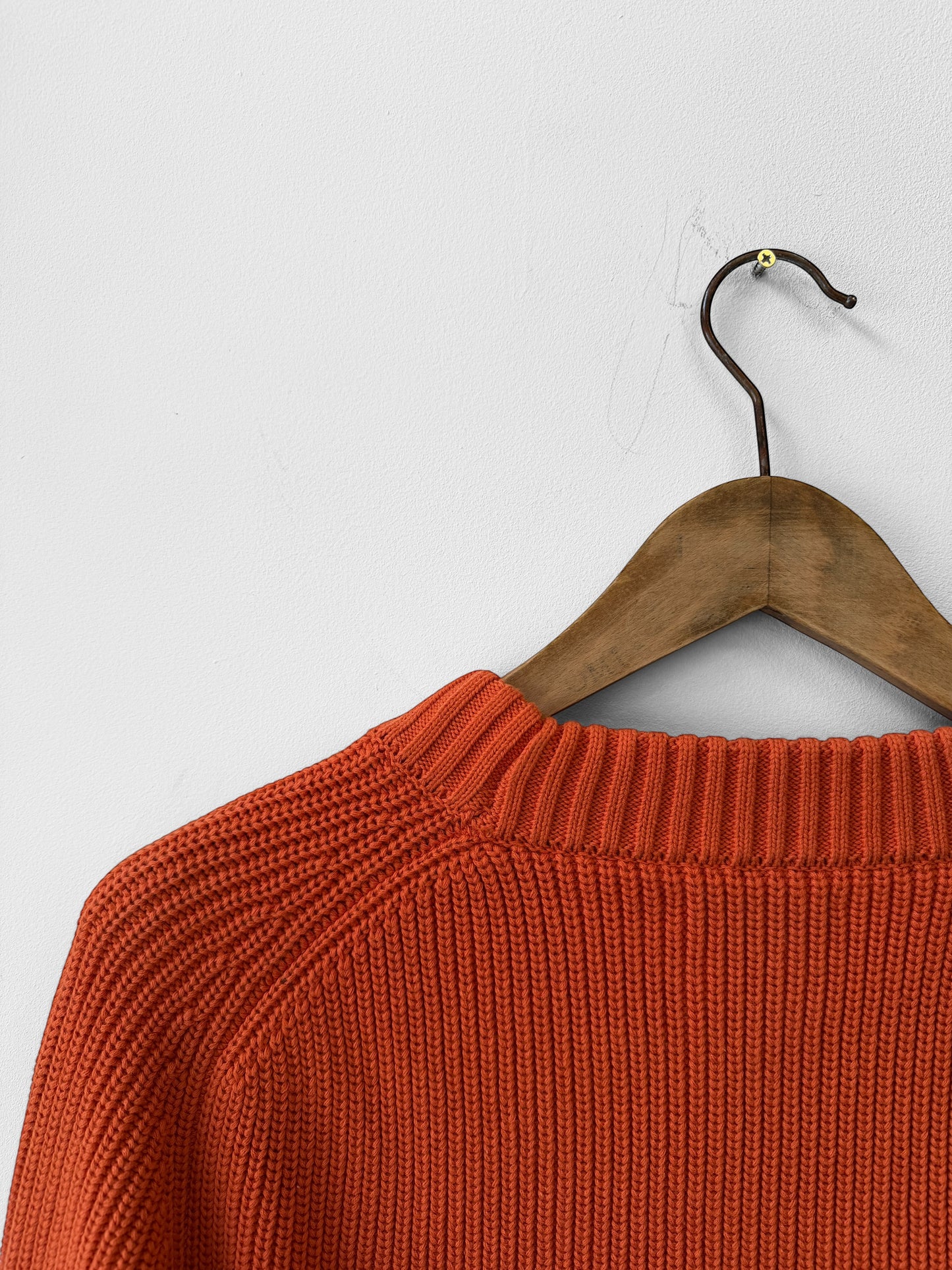 Organic Chunky Knit Fisherman Jumper Tangerine Orange