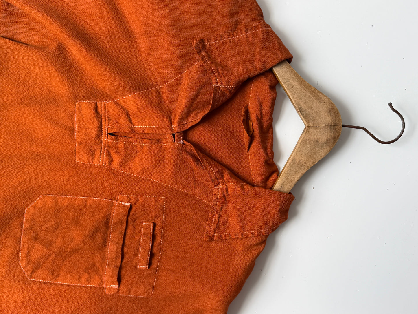 Vintage Artist Smock Pullover Top Burnt Orange 3/4 Sleeve