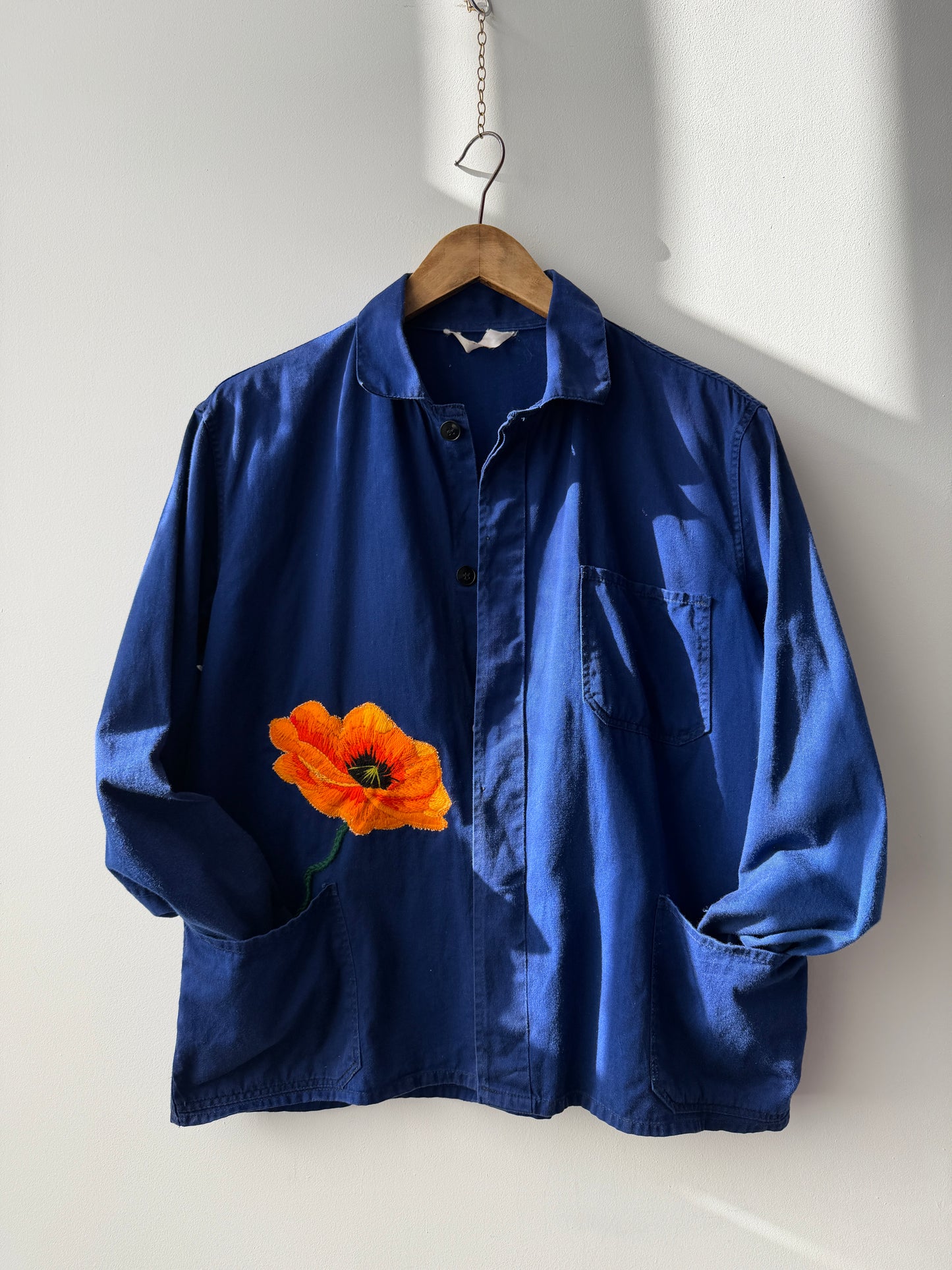 Vintage Embroidered Poppy French Chore Jacket