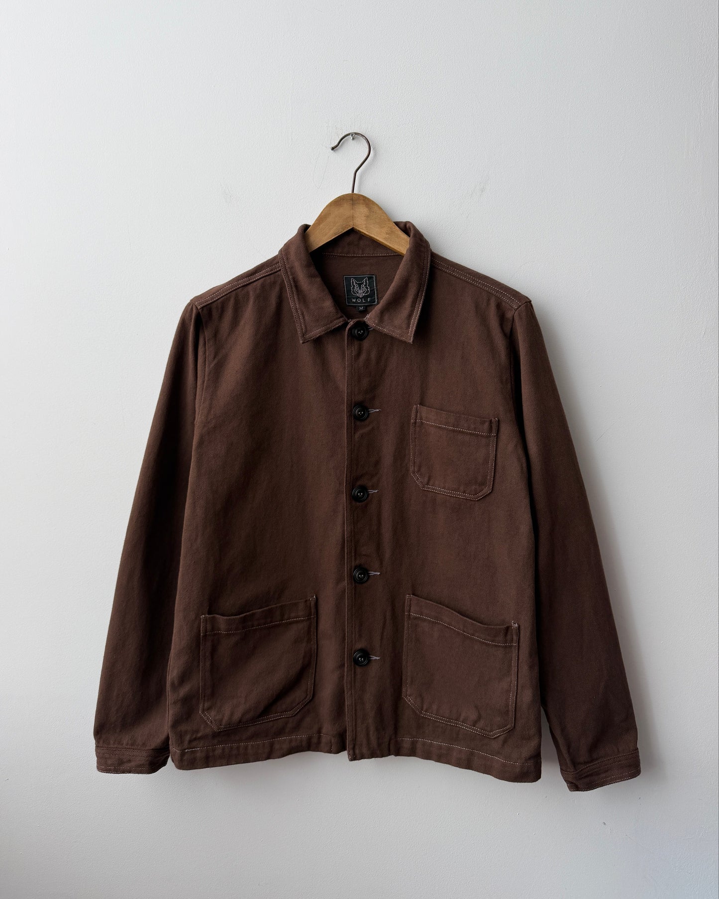 Brown French Chore Jacket 60s Style Cotton Twill Reworked