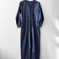 Collarless Workwear Jumpsuit Coveralls Herringbone Blue