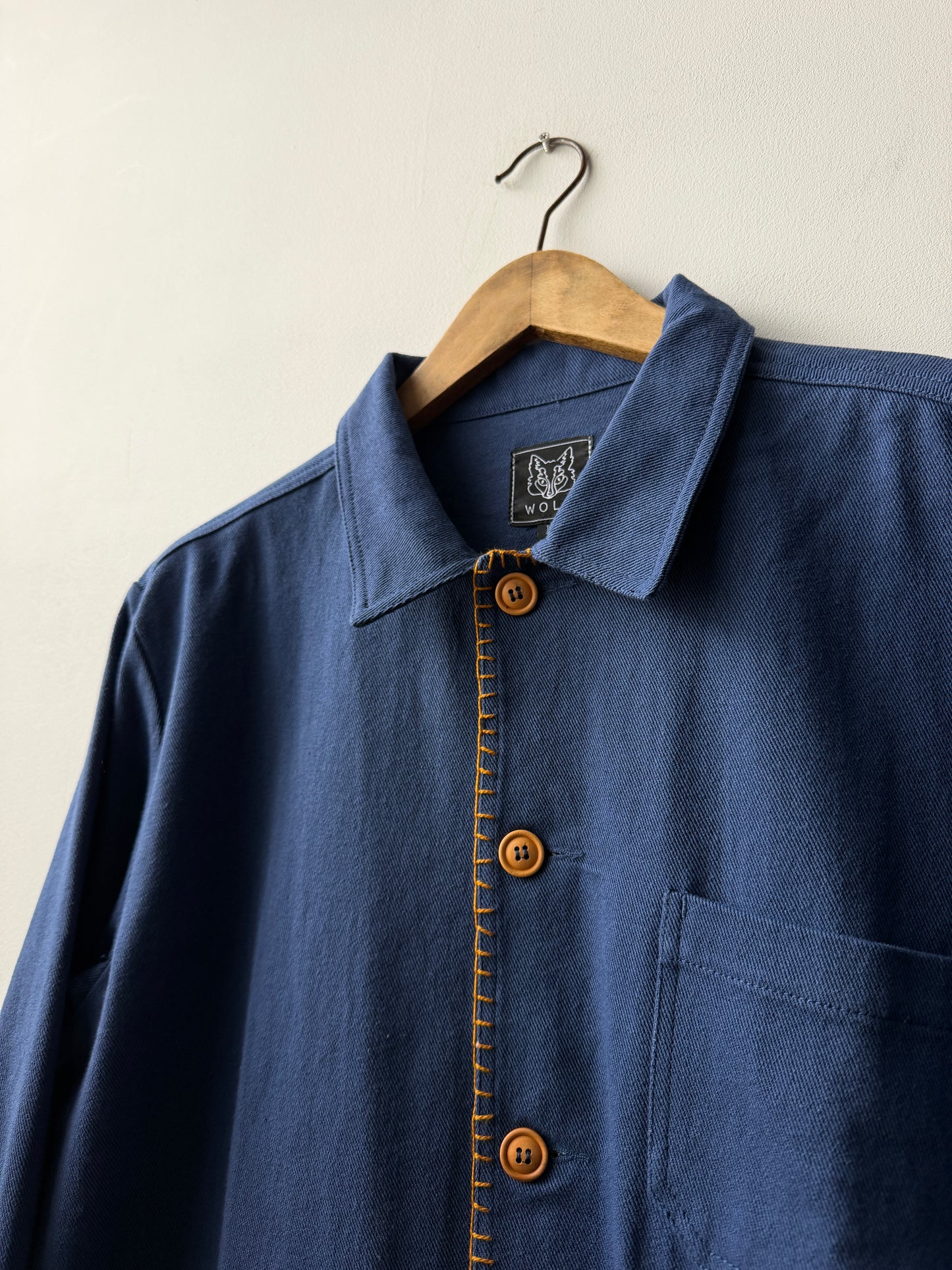 WOLF Reworked Chore Jacket Contrast Blanket Stitch - Large