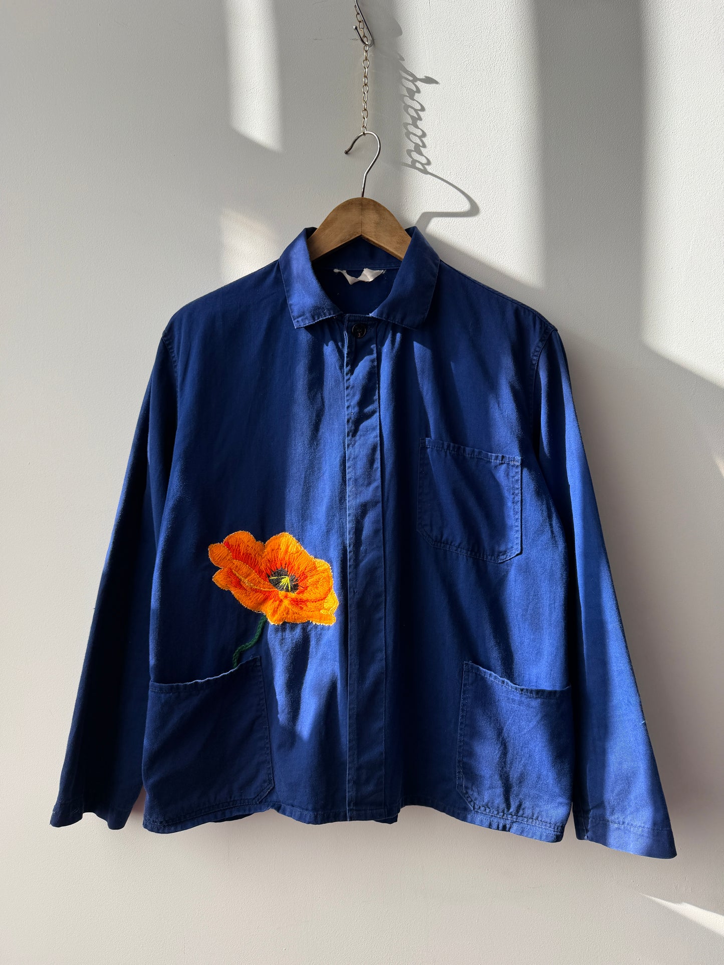 Vintage Embroidered Poppy French Chore Jacket