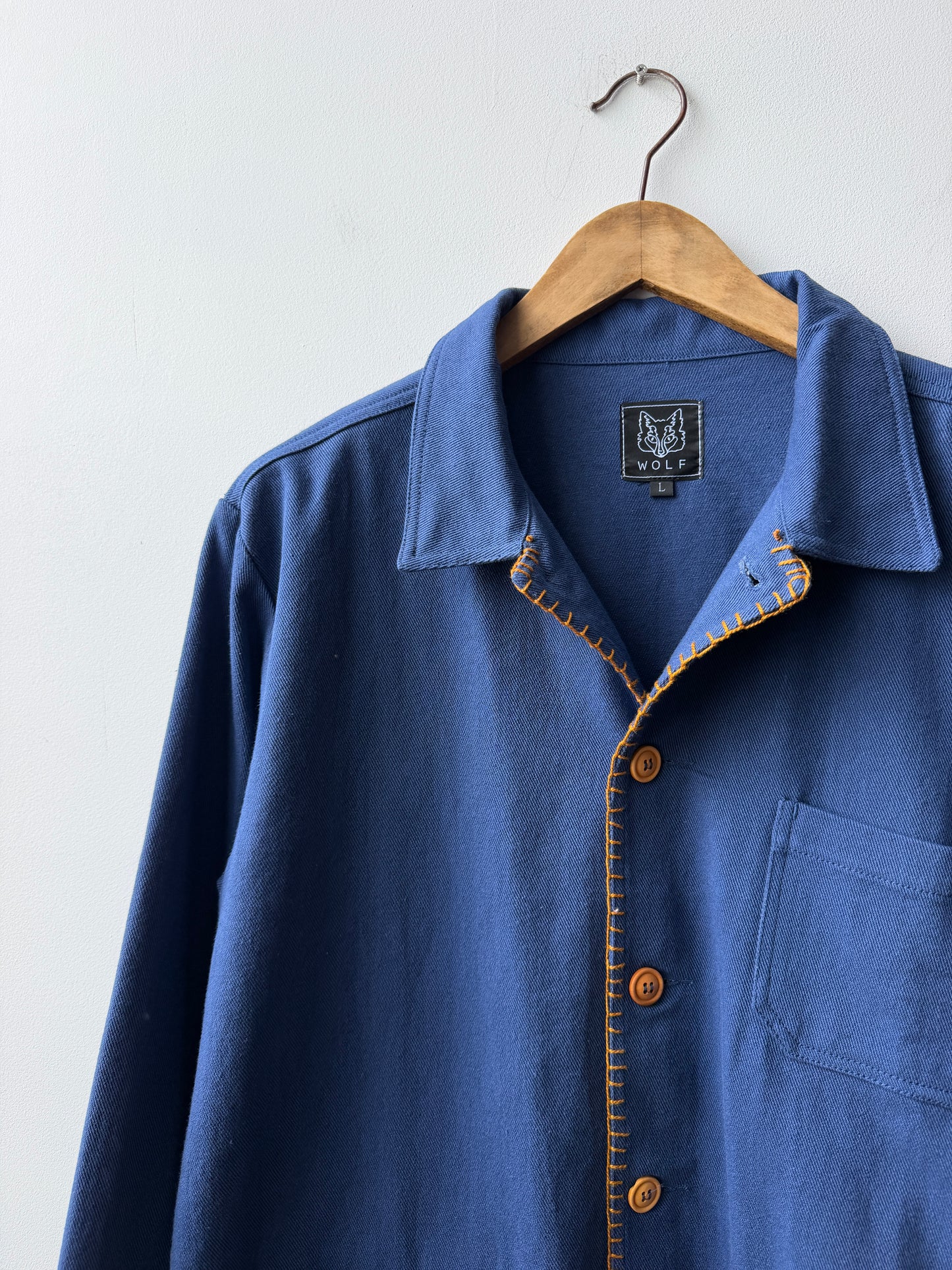 WOLF Reworked Chore Jacket Contrast Blanket Stitch - Large