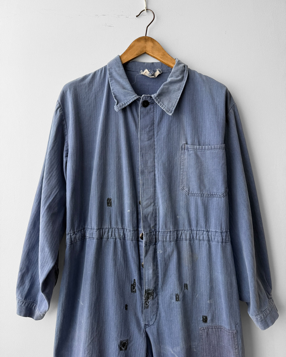 Vintage Repaired Workwear Jumpsuit Blue