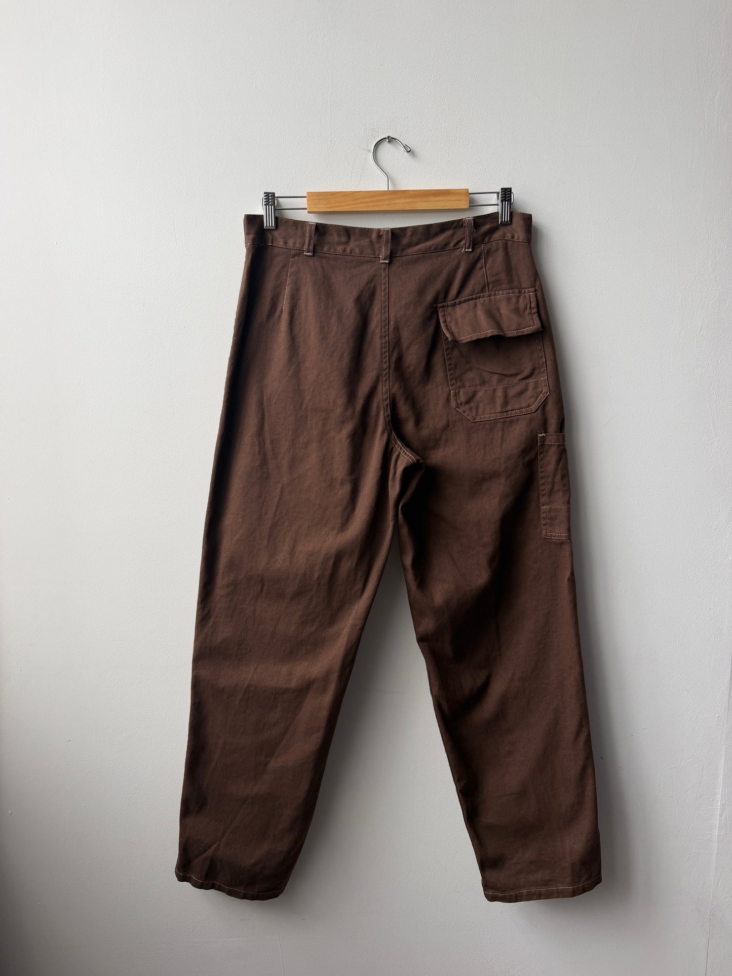 Vintage Brown Workwear Pants Double Button
