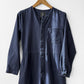 Collarless Workwear Jumpsuit Coveralls Herringbone Blue