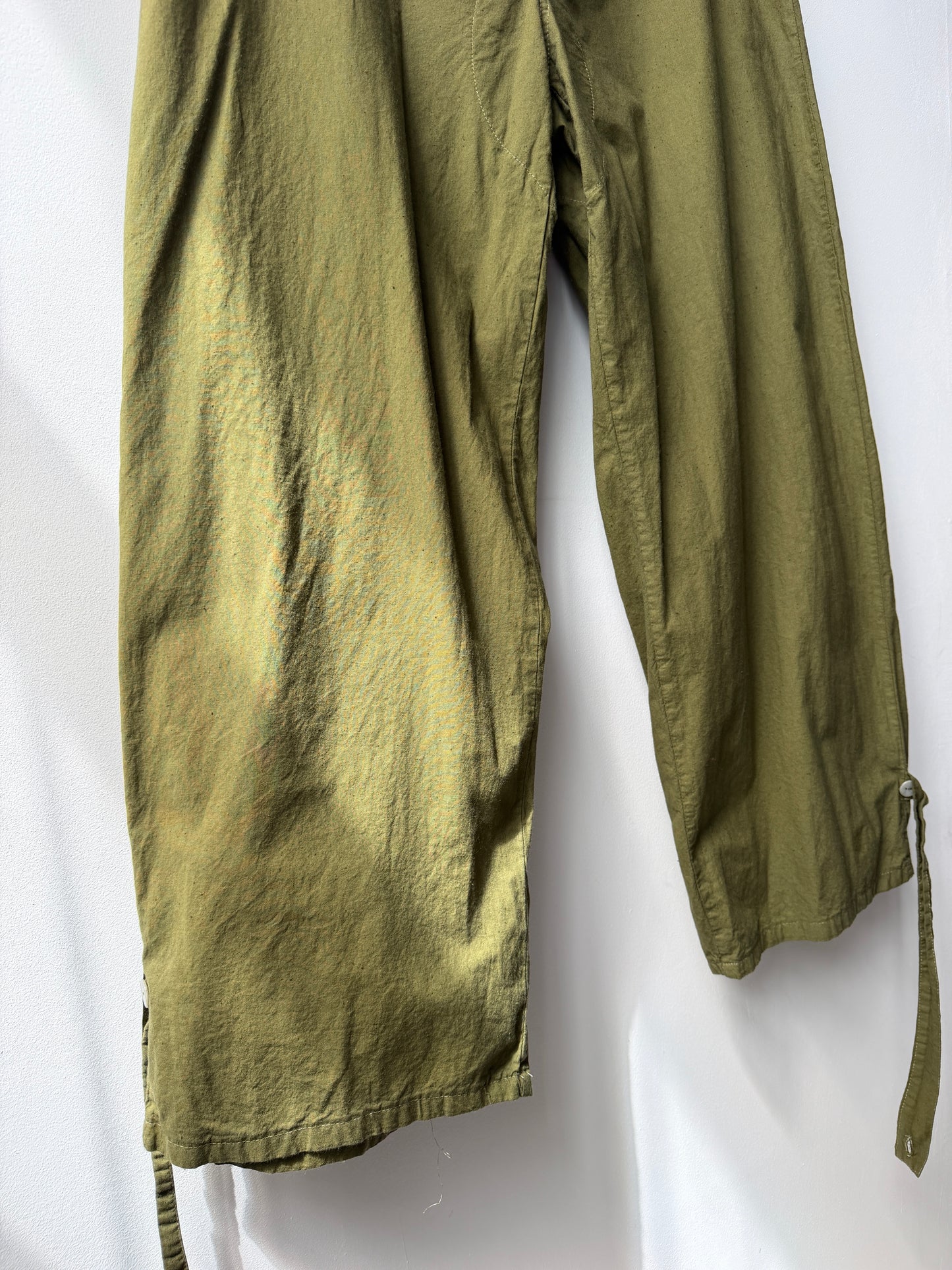 Vintage Cotton Drawstring Army Green Military Pants
