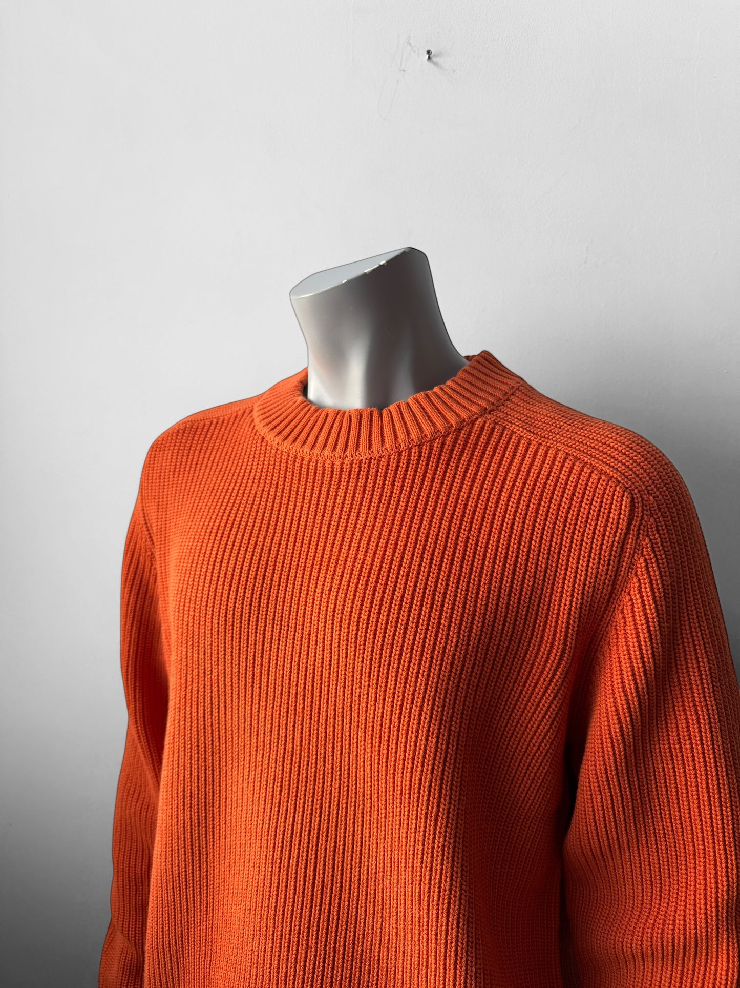 Organic Chunky Knit Fisherman Jumper Tangerine Orange