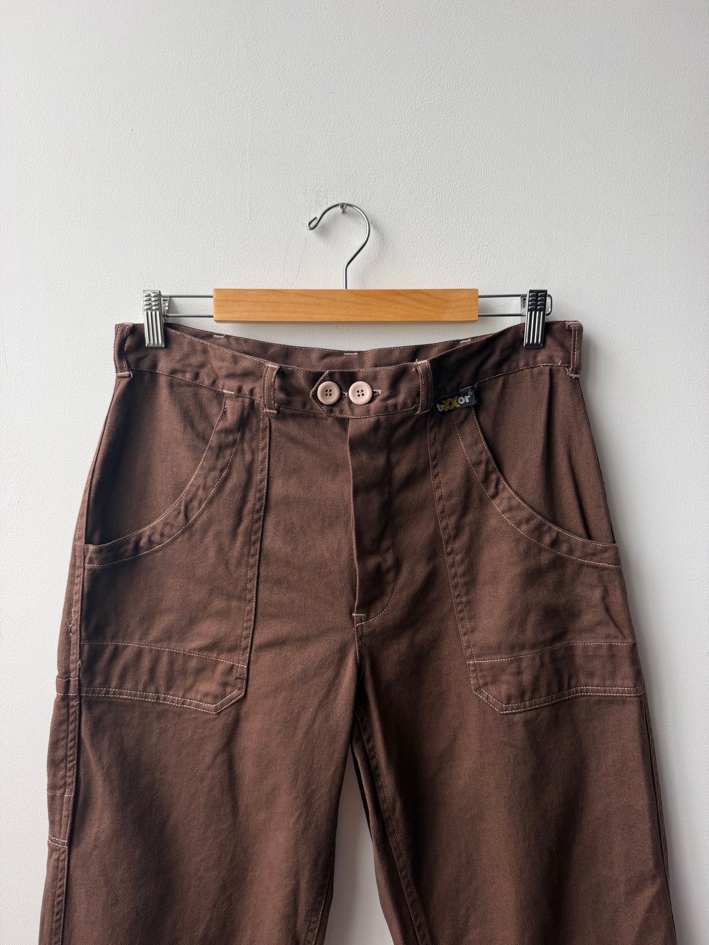 Vintage Brown Workwear Pants Double Button