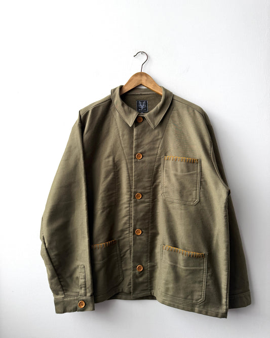 WOLF Reworked Chore Jacket Contrast Mustard Blanket Stitch 3XL