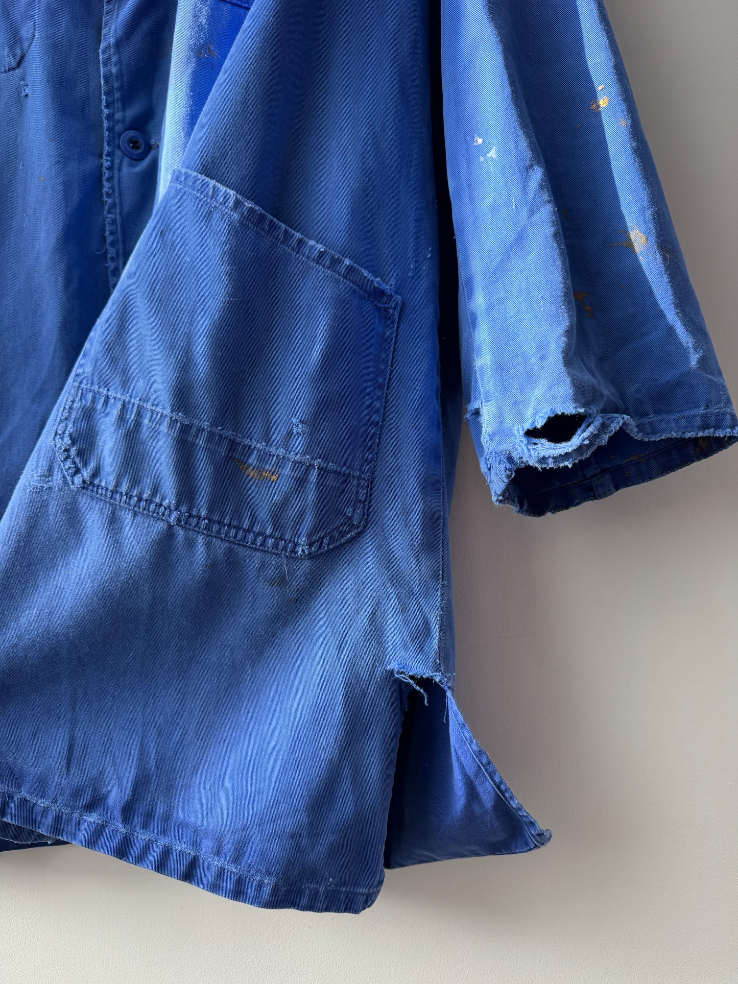 Vintage Repaired Blue Duster Workwear Coat