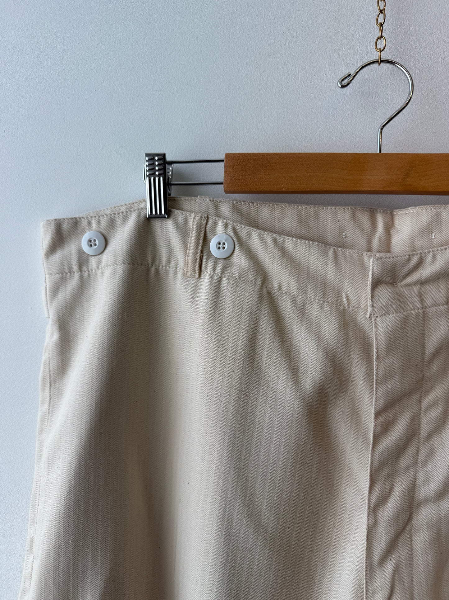 Vintage 80s Cream Herringbone German Workwear Pants