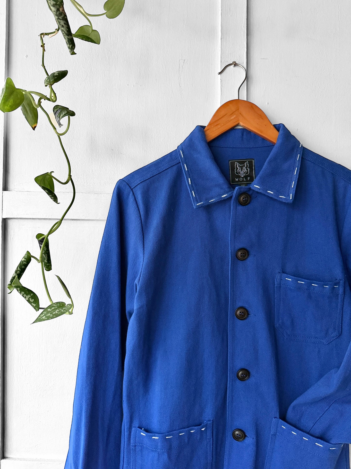 Contrast Stitch Reworked WOLF Chore Jacket Bugatti Blue - XS