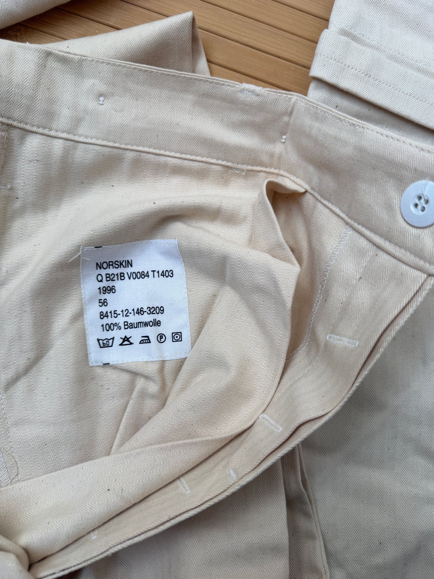 Vintage 80s Cream Herringbone German Workwear Pants