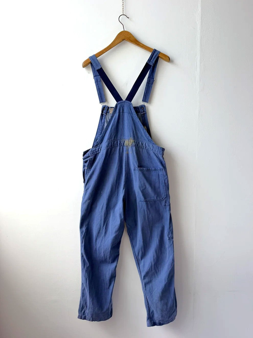 Vintage Patched Painters Workwear Dungarees Chalk Blue