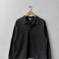 Faded Wash Polo Sweatshirt Cotton Charcoal Black