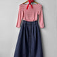 1950s Button Down A-line Utility Skirt Navy Blue