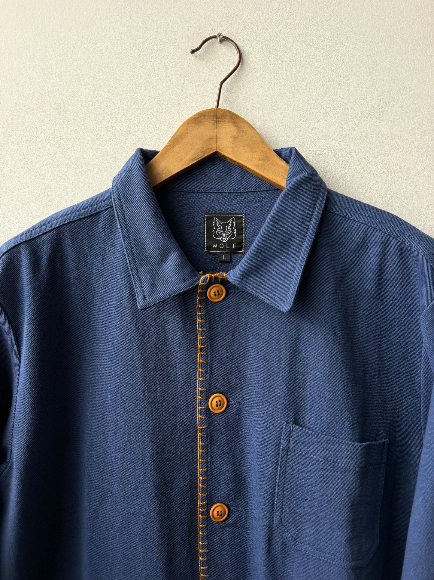 WOLF Reworked Chore Jacket Contrast Blanket Stitch - Large
