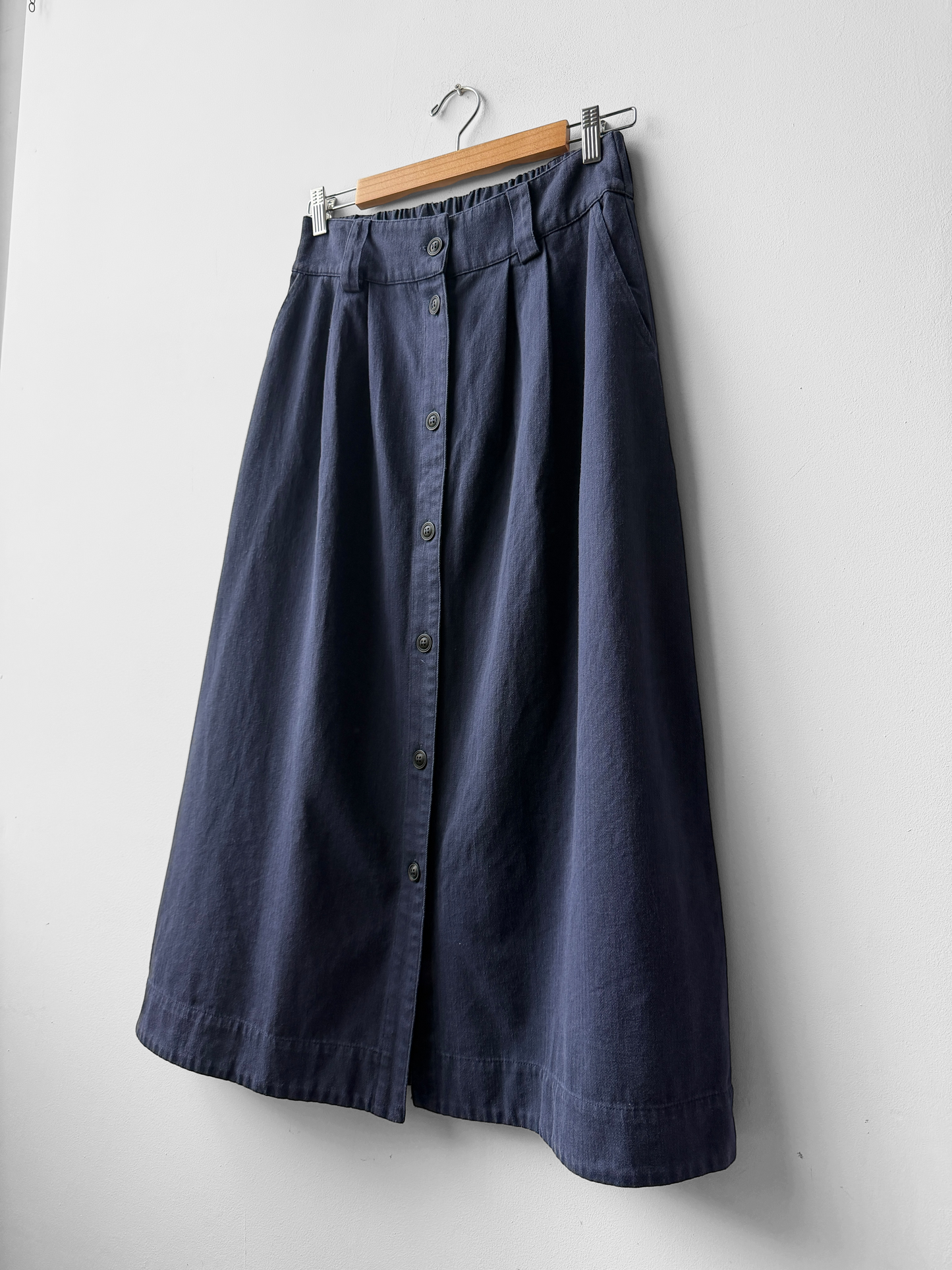 1950s Button Down A-line Utility Skirt Navy Blue