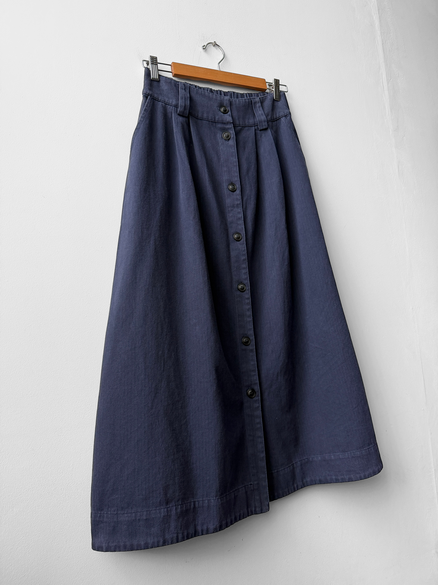 1950s Button Down A-line Utility Skirt Navy Blue