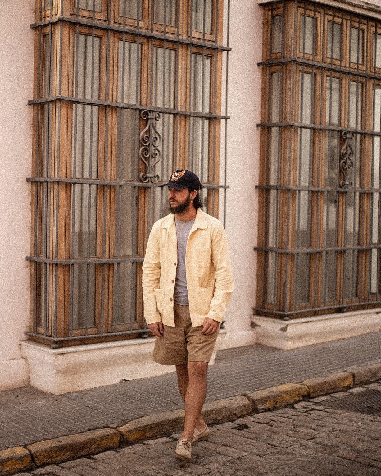 60s Style Ecru Cotton Canvas Chore Jacket