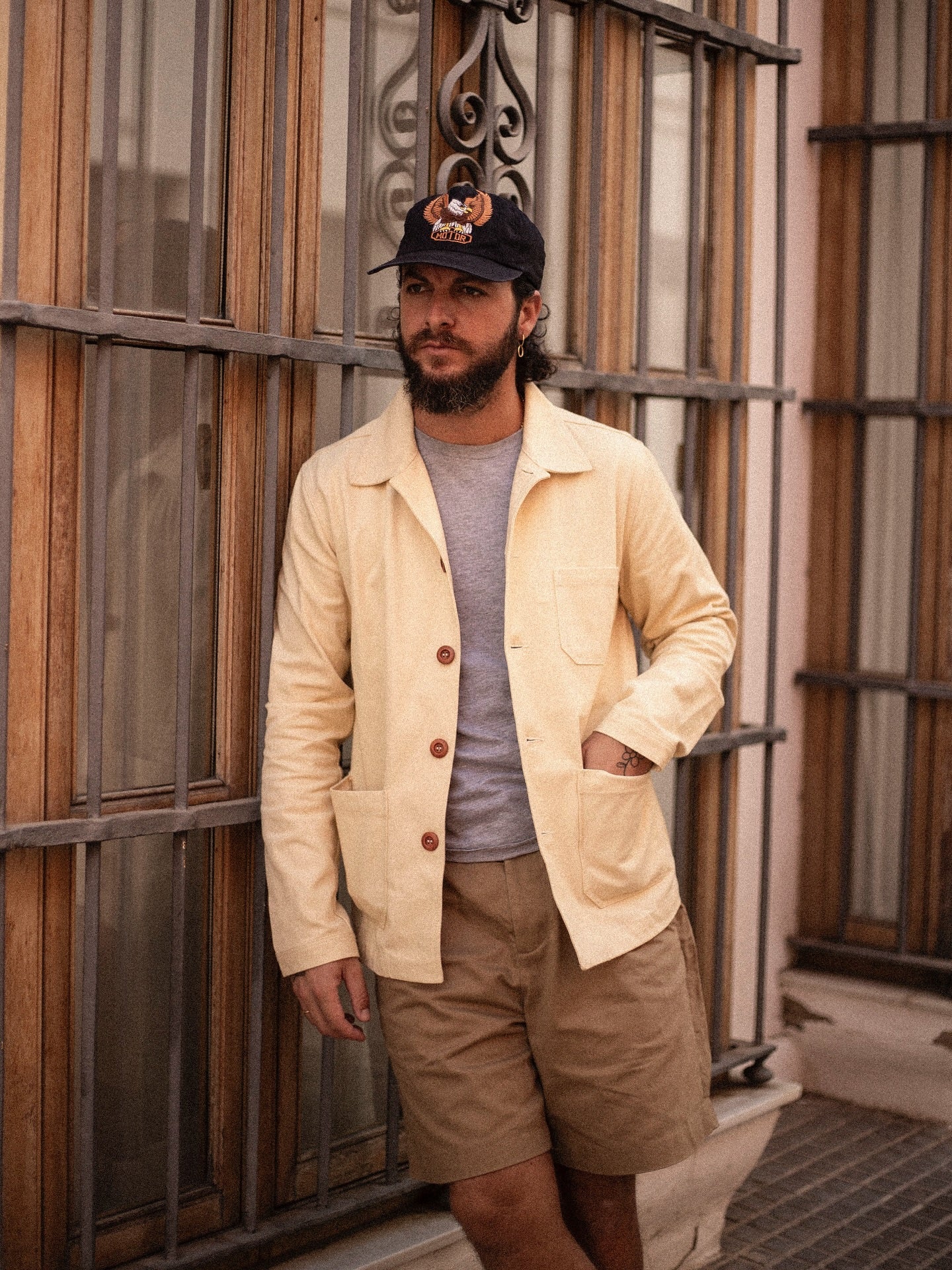 60s Style Ecru Cotton Canvas Chore Jacket