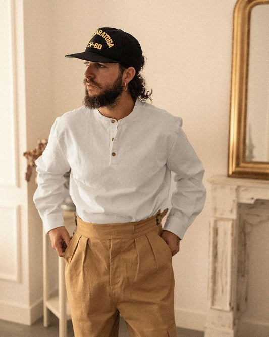 Organic Collarless Grandad Shirt Cotton