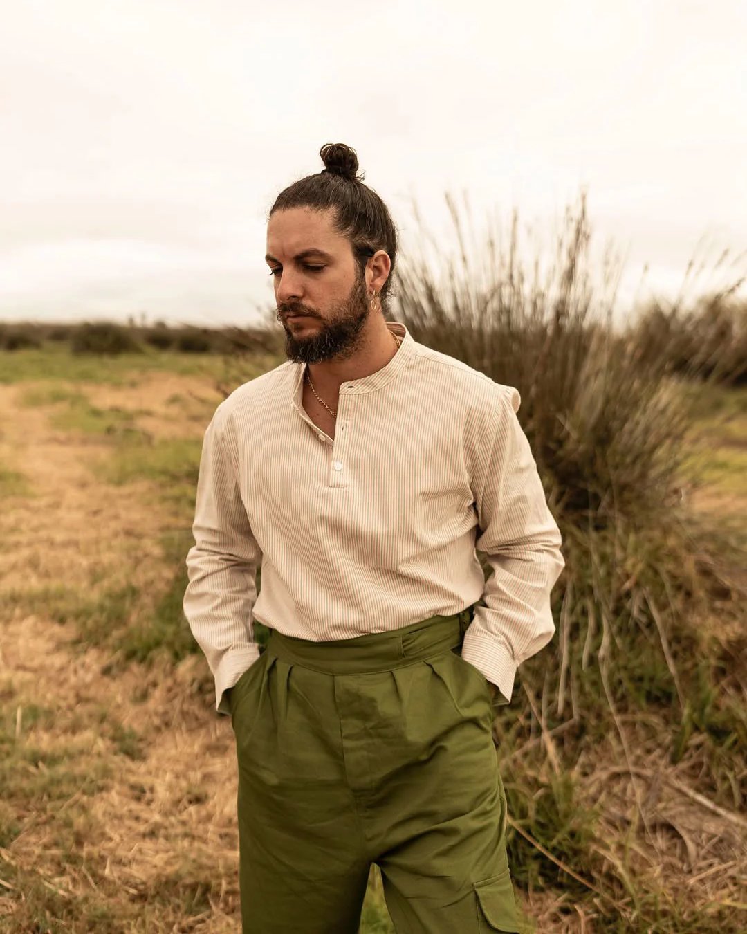 Gurkha-Hose mit hoher Taille in Armeegrün