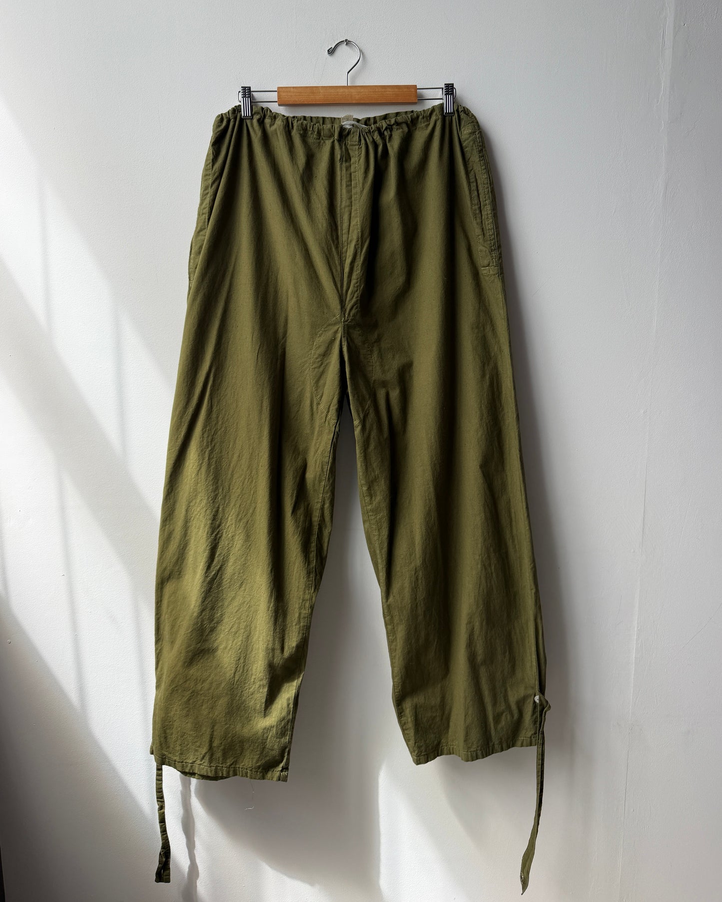Vintage Cotton Drawstring Army Green Military Pants