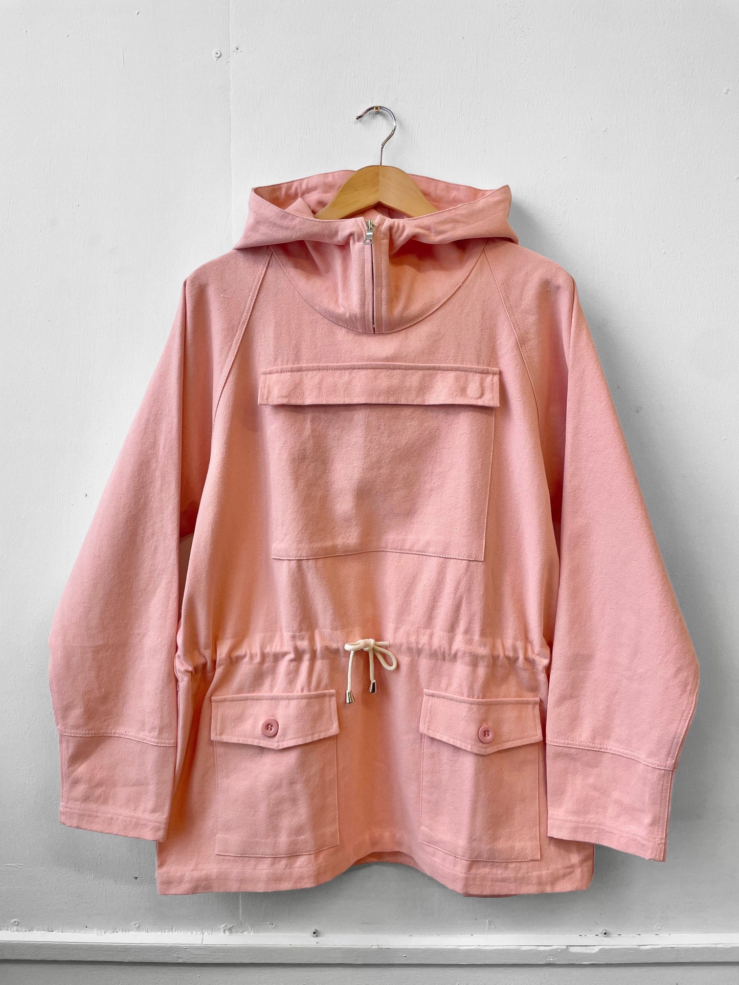 Pastel Pink Cadet Smock 1960s Style Cotton Canvas