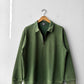 Faded Quarter Zip Sweatshirt Bottle Green Washed Cotton