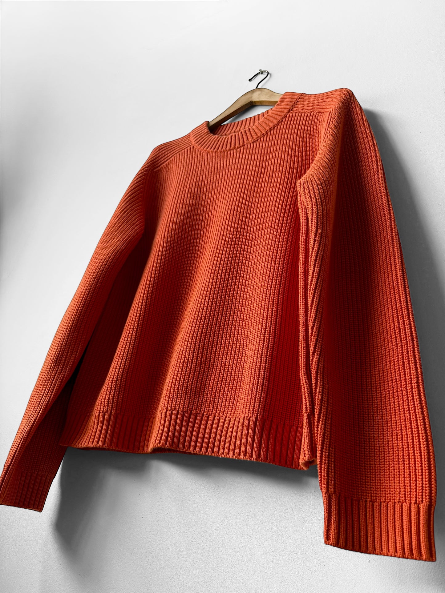 Organic Chunky Knit Fisherman Jumper Tangerine Orange