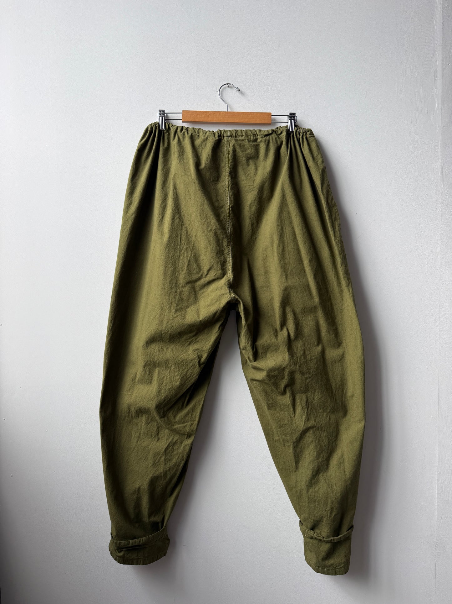 Vintage Cotton Drawstring Army Green Military Pants